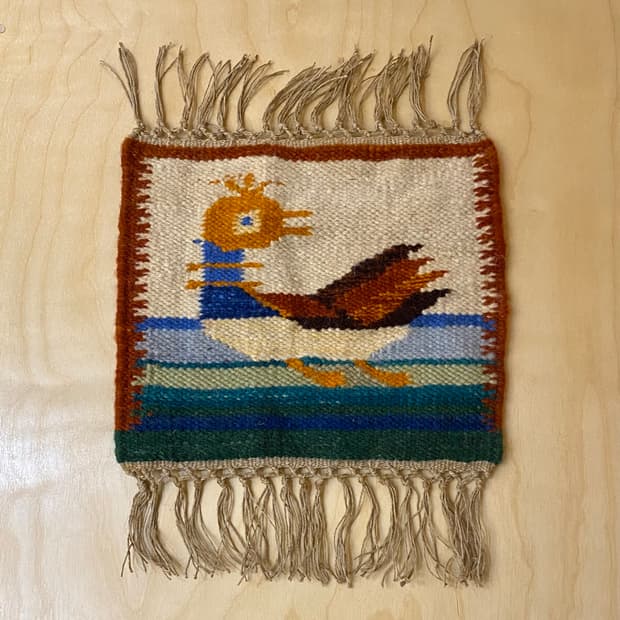 VTG hand made bird rug 빈티지 핸드메이드 새 러그