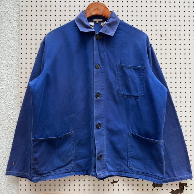 1970s FRIENDSHIP INDIGO BLUE 페이드 프렌치워크자켓