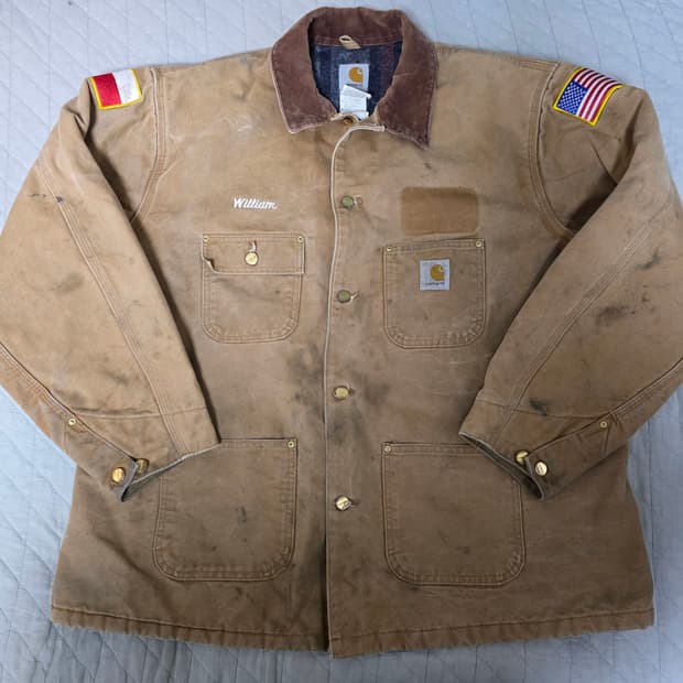 [XL] 00s 빈티지 칼하트 C01 BRN 트래쉬드 워크 초어자켓