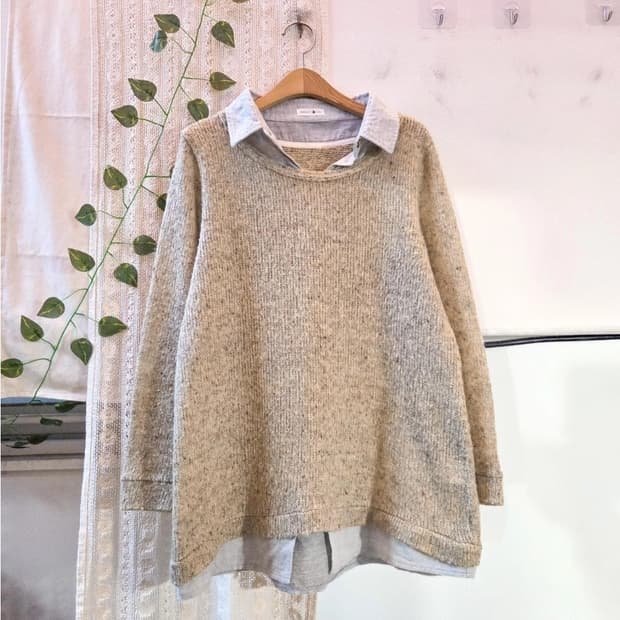 빈티지 셔츠 레이어드 니트