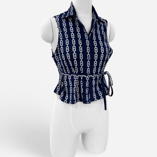 CELINE Chain Pattern Sleeveless Blouse