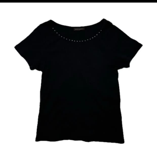 빈티지 JPN 블랙 골지 반팔티 (W)