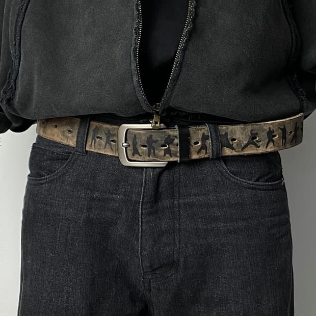 VINTAGE distressed wash graphic belt