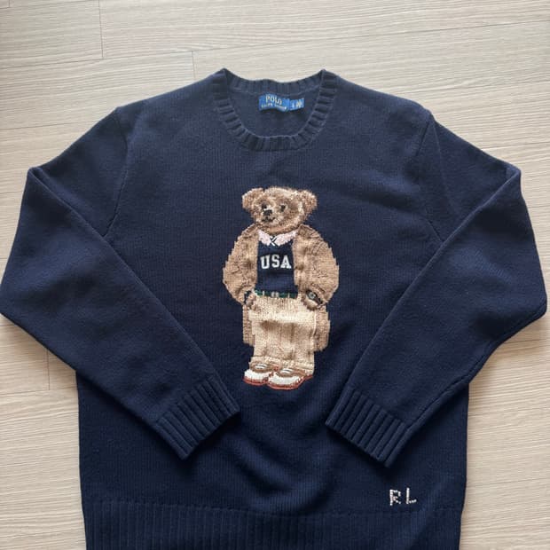 폴로베어 인타르시아 니트 네이비 L