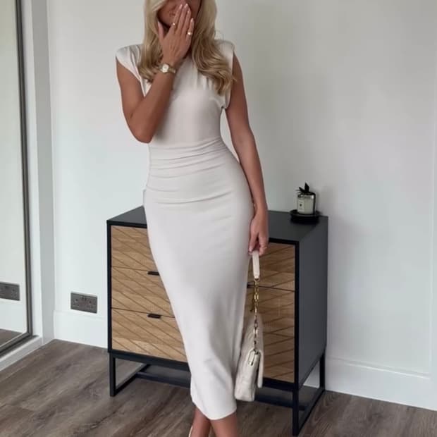 H&M 숄더패드 맥시드레스 XS