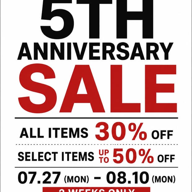 🎉 5th Anniversary Sale | Up to 50% OFF