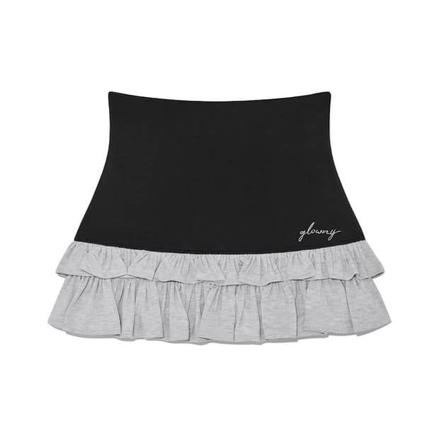 glowny 글로니 루루 러플 미니 스커트 멜란지그레이