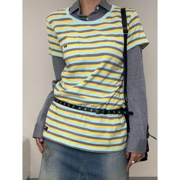 빈티지 키스해링 스트라이프 반팔