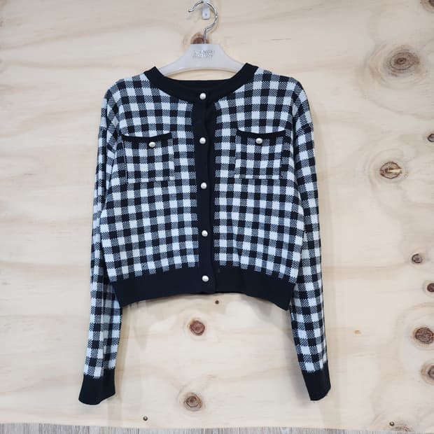 141) 부루앤쥬디 체크 크롭 가디건