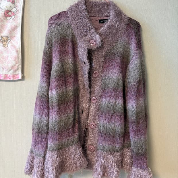 핑크 배색 코트 자켓