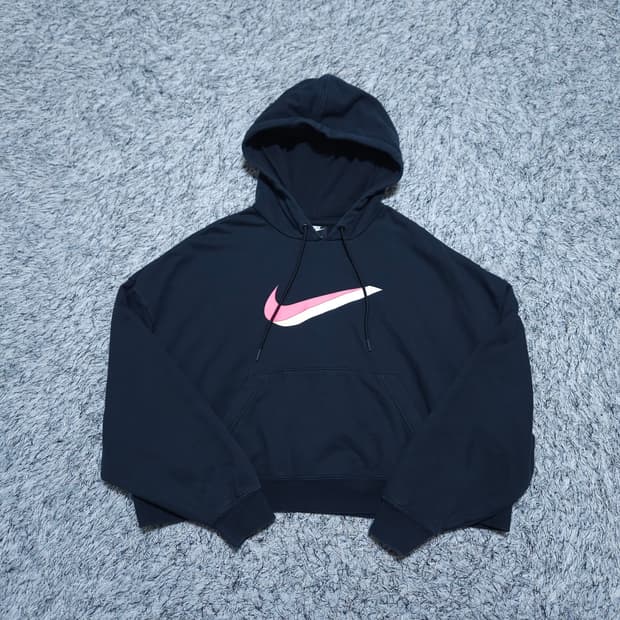  나이키) L 여자 오버핏 스우시 크롭후드티 / 왕눈이샵