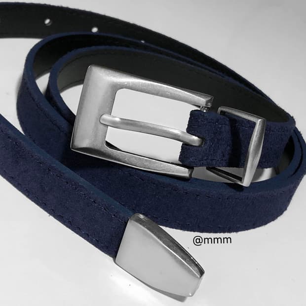 [Unisex]스퀘어 스웨이드 벨트 네이비