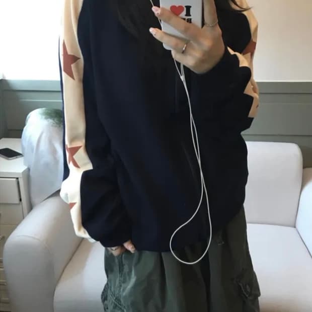 하츠코이 Hosi star printing zip-up