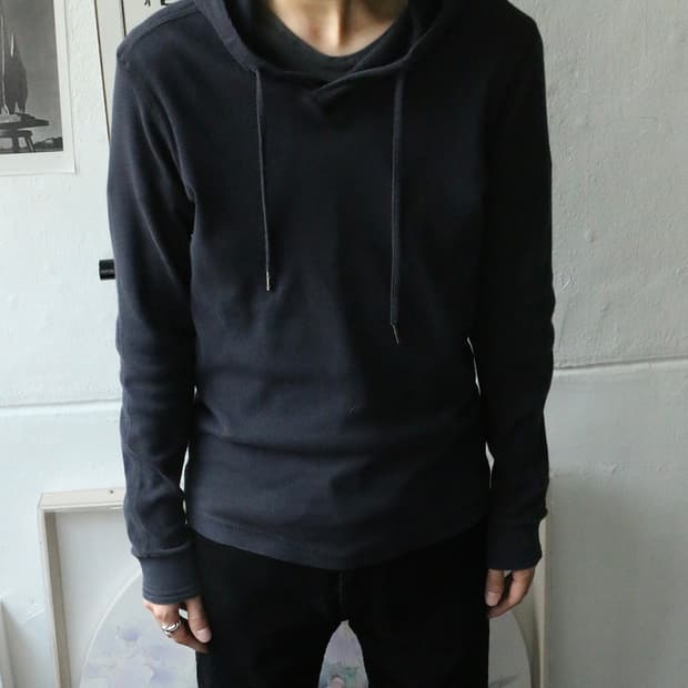 디젤 슬림 블랙 후드티셔츠