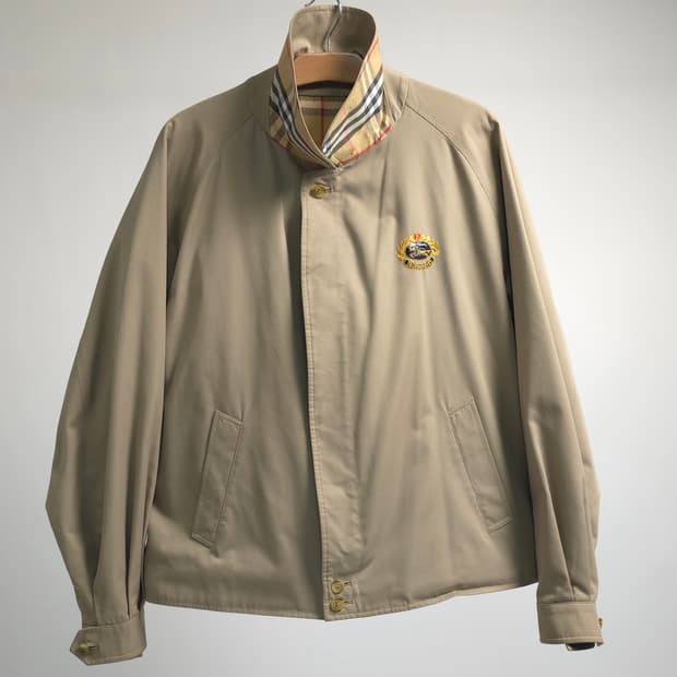 버버리 정품 영국생산 베이지 블루종 해링턴 자켓 오리지널 금사 엠블럼 1