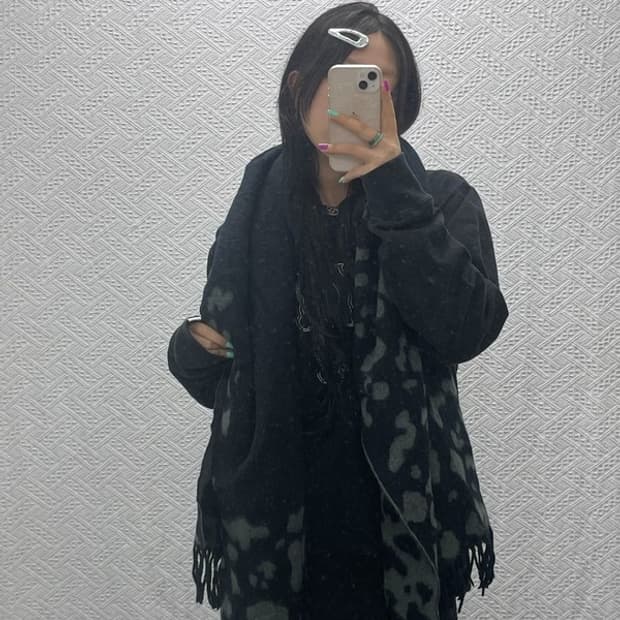 울터치 빈티지 레오파드 블랙호피 키치갸루 목도리 머플러 C07150