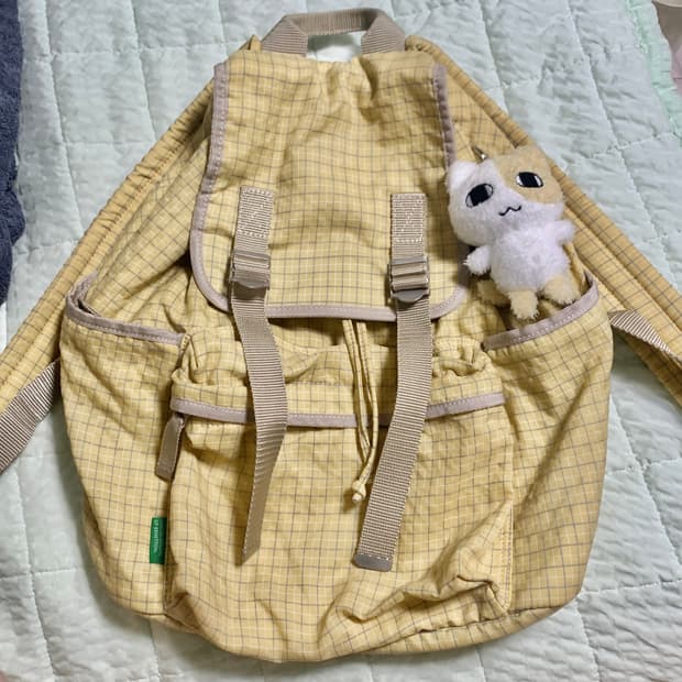 키링 X) 베네통 푸딩 체크 백팩 모리걸 하구미 빈티지