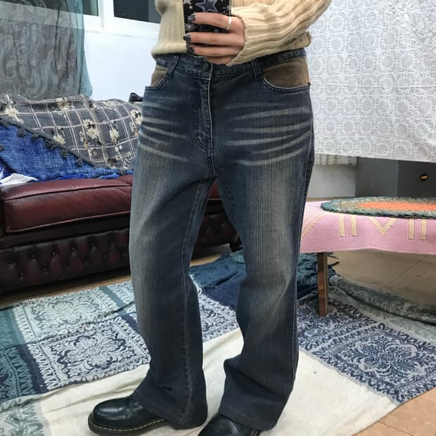 INTERFLOW 빈티지 여성 디테일 워싱 데님팬츠 