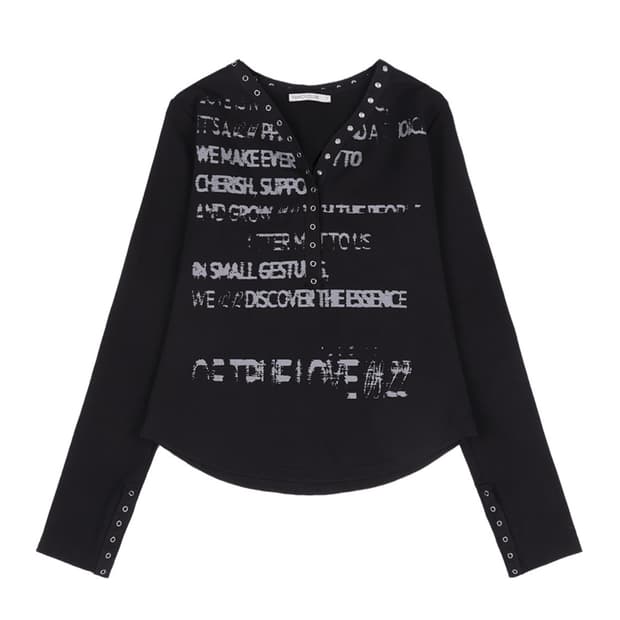 팬시클럽 빈티지 레터링 스냅 롱슬리브 (BLACK)_F24ZB067