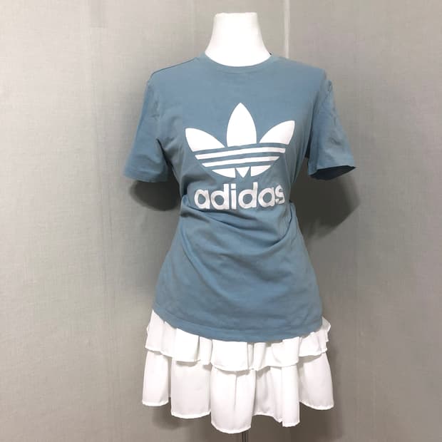 아디다스 스카이블루 빅로고 티셔츠 L