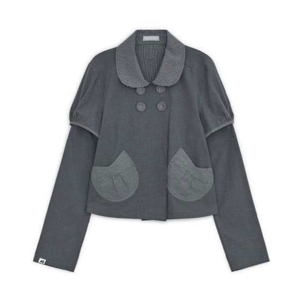 허그유어스킨 디테쳐블 라운드자켓 차콜