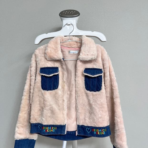 히로미치 나카노 청 무스탕 퍼재킷 핑크