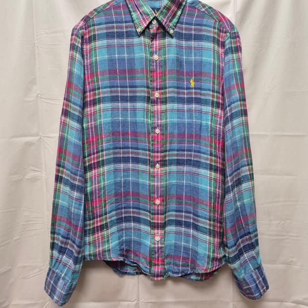 폴로 체크 린넨 셔츠 