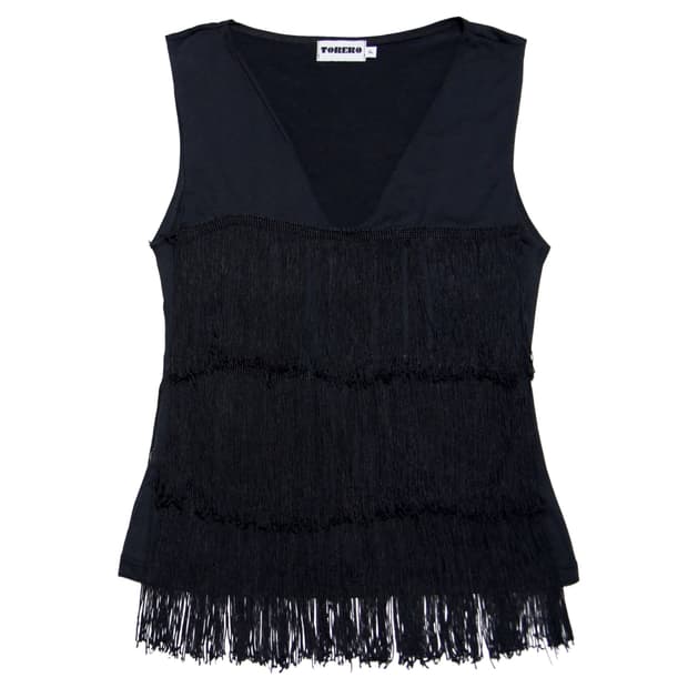 Black Fringe Sleeveless