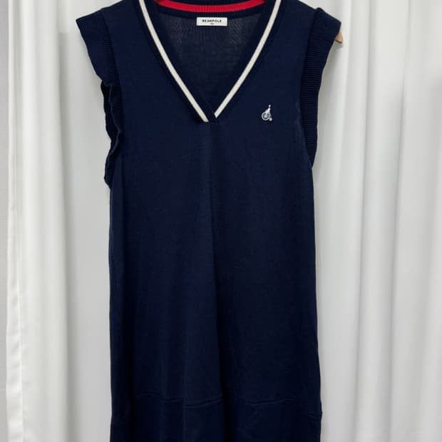 빈폴 브이넥 네이비 니트원피스 