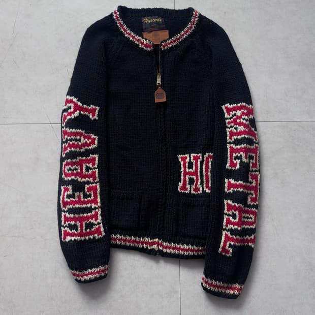 히스테릭글래머 캐나디안 스웨터 울 지퍼 가디건