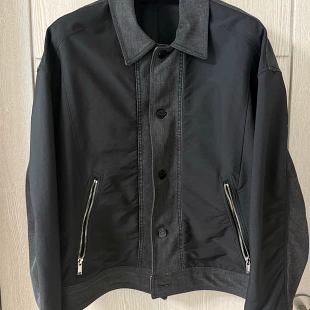 시스템옴므 데님 나일론 레이어드 자켓.