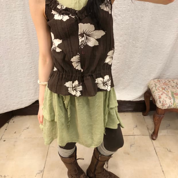 Brown floral bustier