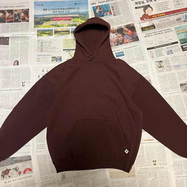 [L] 00s 러셀 빈티지 후드 브라운 버건디