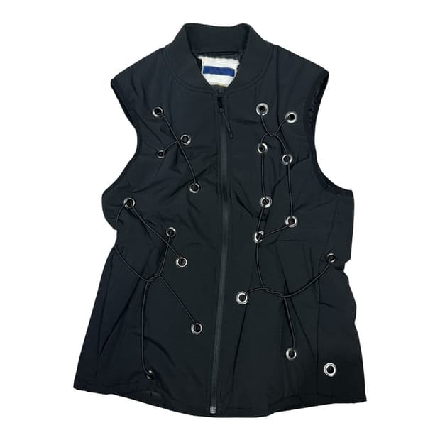 일본 빈티지 펀칭 디테일 집업 베스트 조끼 자켓