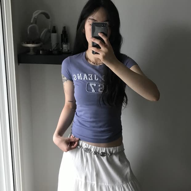 폴로 진스 큐빅 로고 퍼플 반팔티