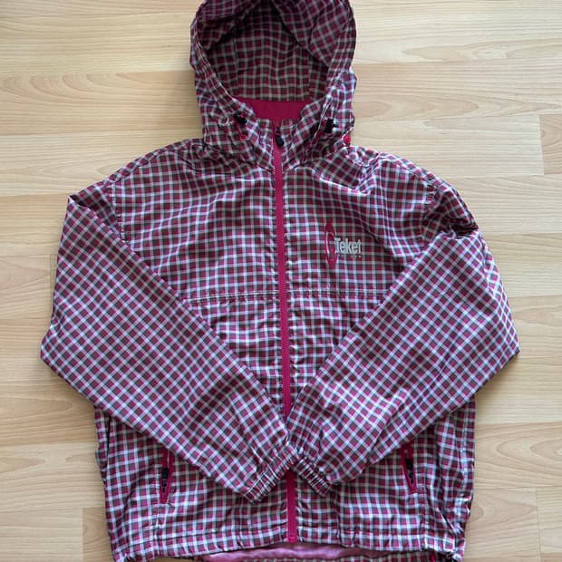 테켓 체크 후드 바람막이 자켓