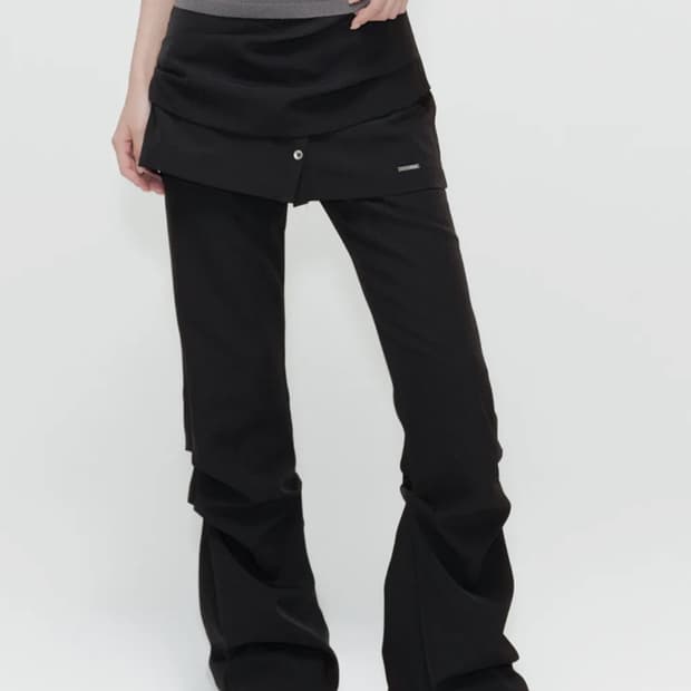 Draped shirt skirt pants black