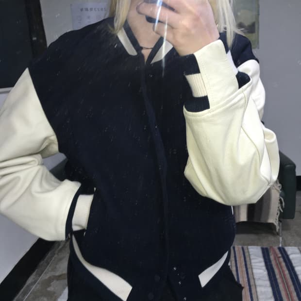 투티/0306 프리즘웍스 바시티 자켓 가죽 소매 점퍼 아우터