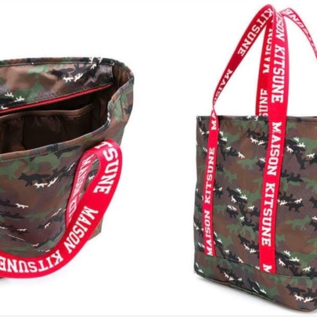 메종 키츠네& 이스트팩 콜라보 토트백