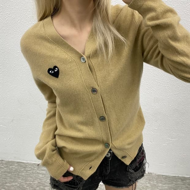 꼼데가르송 블랙와펜 베이지 가디건 S