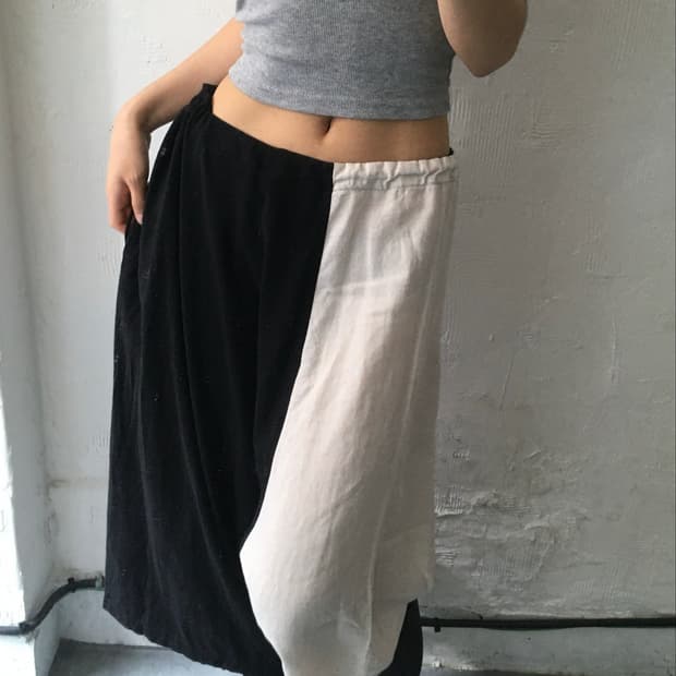 Yohji Yamamoto 요지야마모토 코튼 울 투톤 사루엘 팬츠