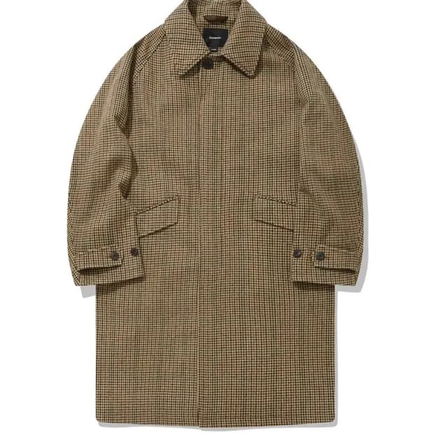 커버낫 울 체크 발마칸 코트 브라운 L사이즈