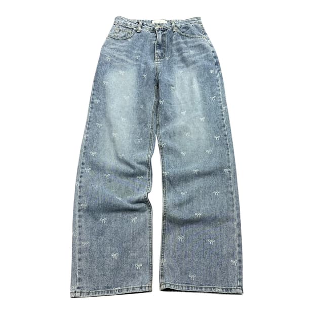 ✨ (바배) 리본 연청 데님 팬츠