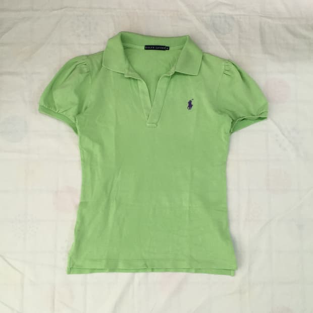 폴로 Polo 연두 퍼프 카라 티