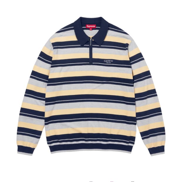 슈프림 스트라이프 집 폴로 네이비