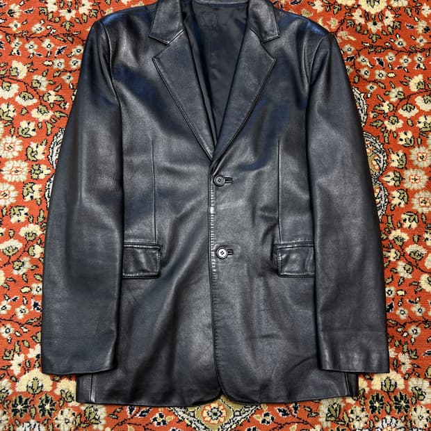 [L] 빈티지 2버튼 램스킨 블레이저 가죽자켓