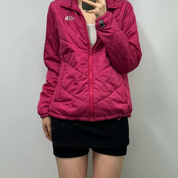 노스페이스 핑크 퀼팅 경량 패딩