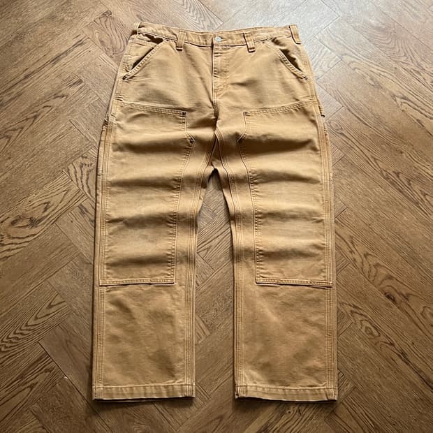 [36]칼하트 USA 빈티지 페이딩 브라운 더블니 워크 팬츠