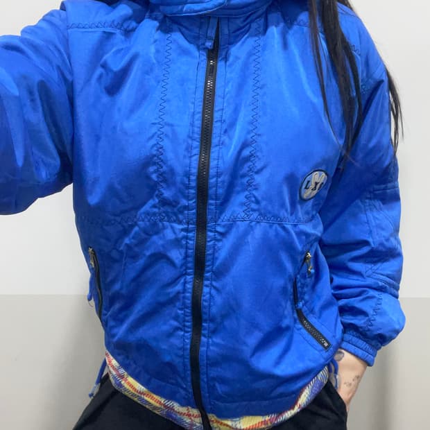 (빈티지)스티치 하이넥 후드 자켓