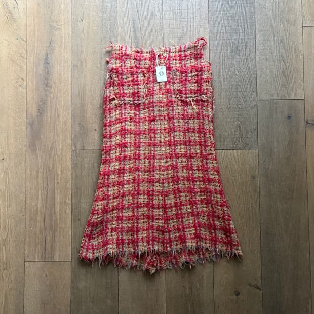 Distressed Detail Tweed Skirt